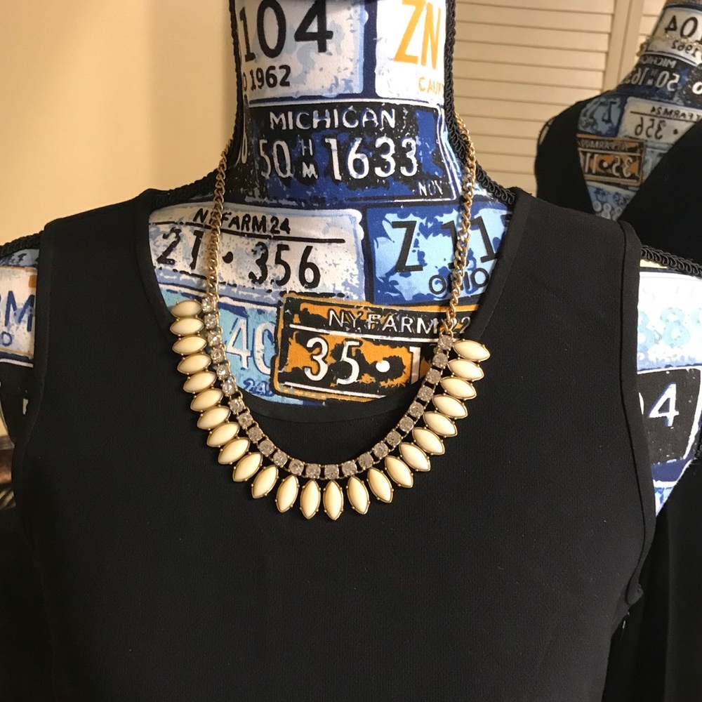 Gold Tone & Cream Statement Necklace
